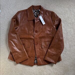 Chico's Cinnamon Stick Faux Leather Cropped Jacket